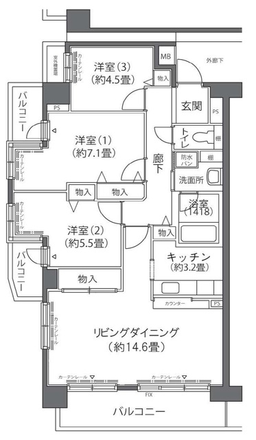 フロール山田町第3 間取り図