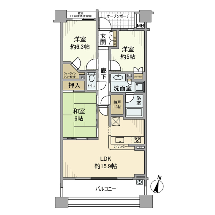 プラウド横浜鶴見市場 間取り図