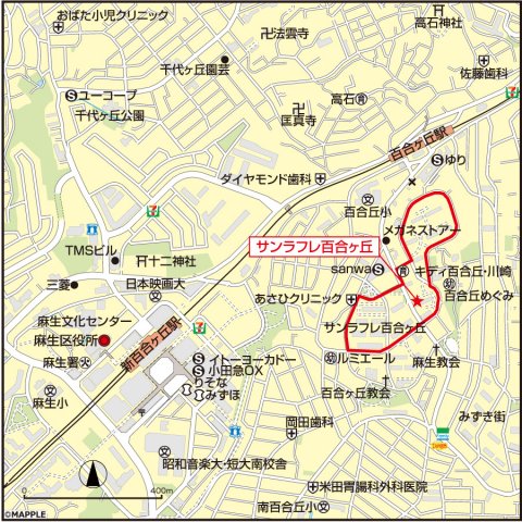 サンラフレ百合ケ丘 地図