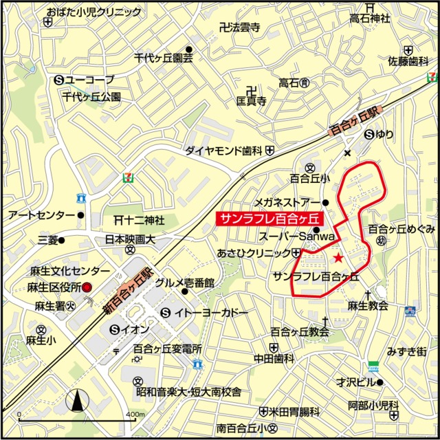 サンラフレ百合ヶ丘10-501 地図