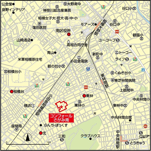 コンフォールさがみ南　9号棟 地図